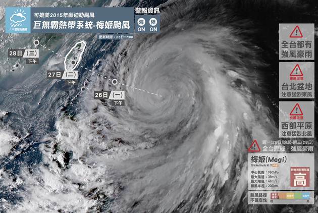 天氣即時預報／梅姬颱風風雨時程預測