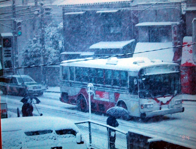從東京學生宿舍望出去的雪景。