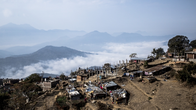 尼泊爾，受災戶住的地方。